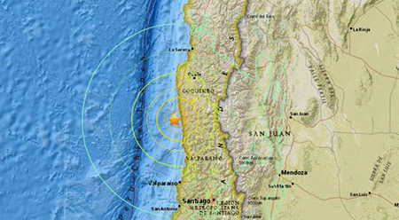 Khu vực chịu ảnh hưởng của trận động đất ở Chile.